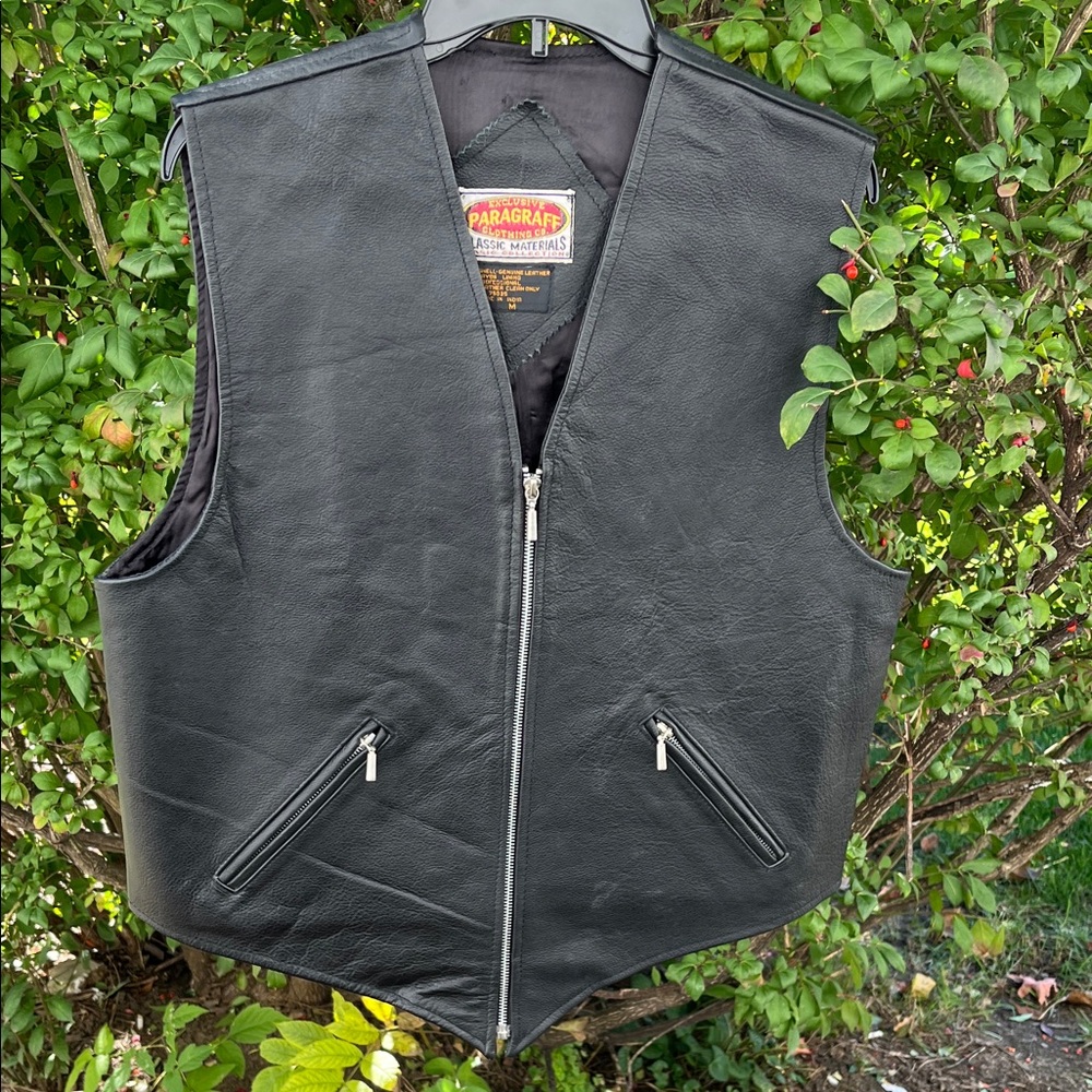 Black Leather Vest by Paragraff Medium